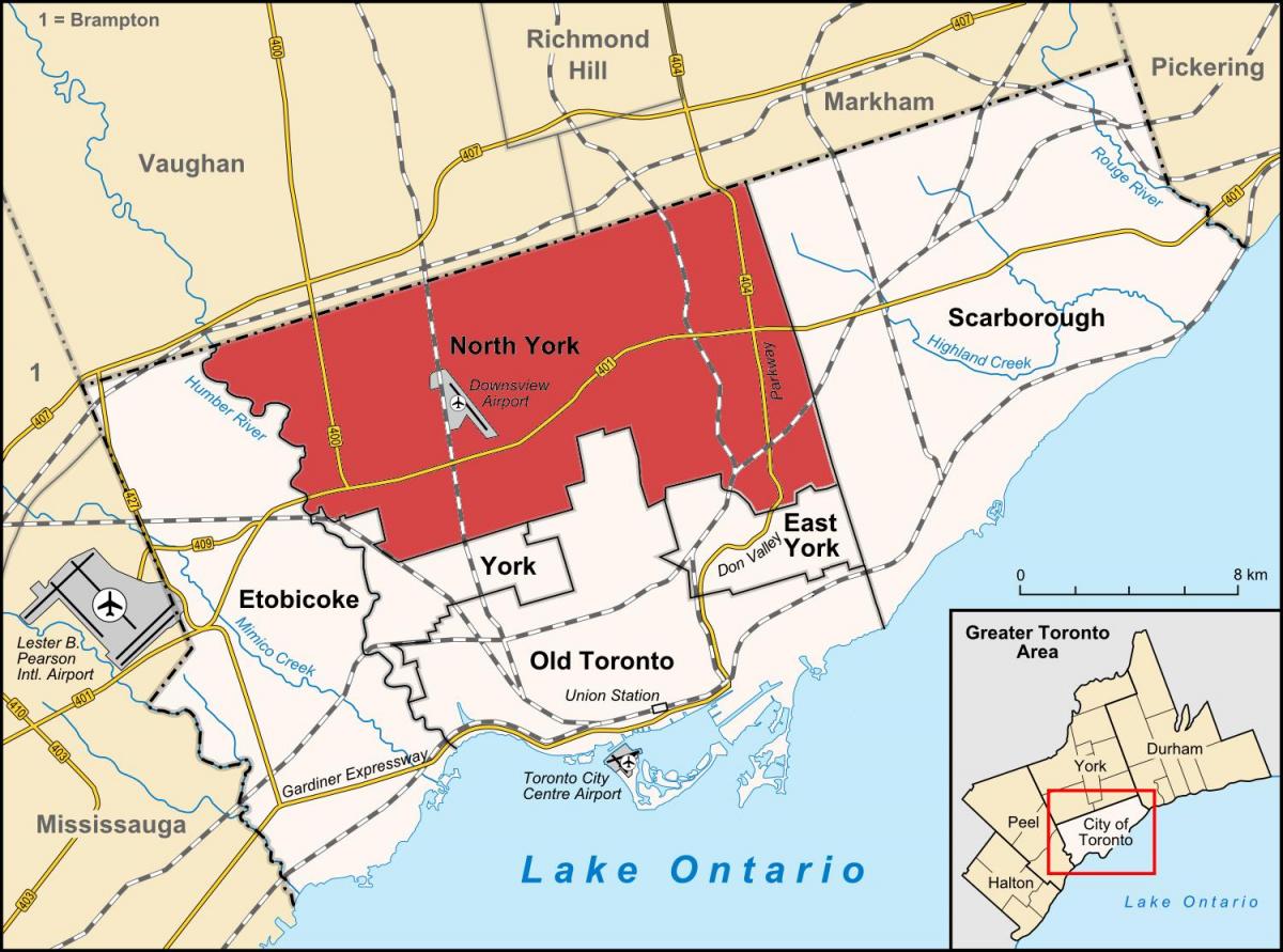 Kartta North York, Toronto