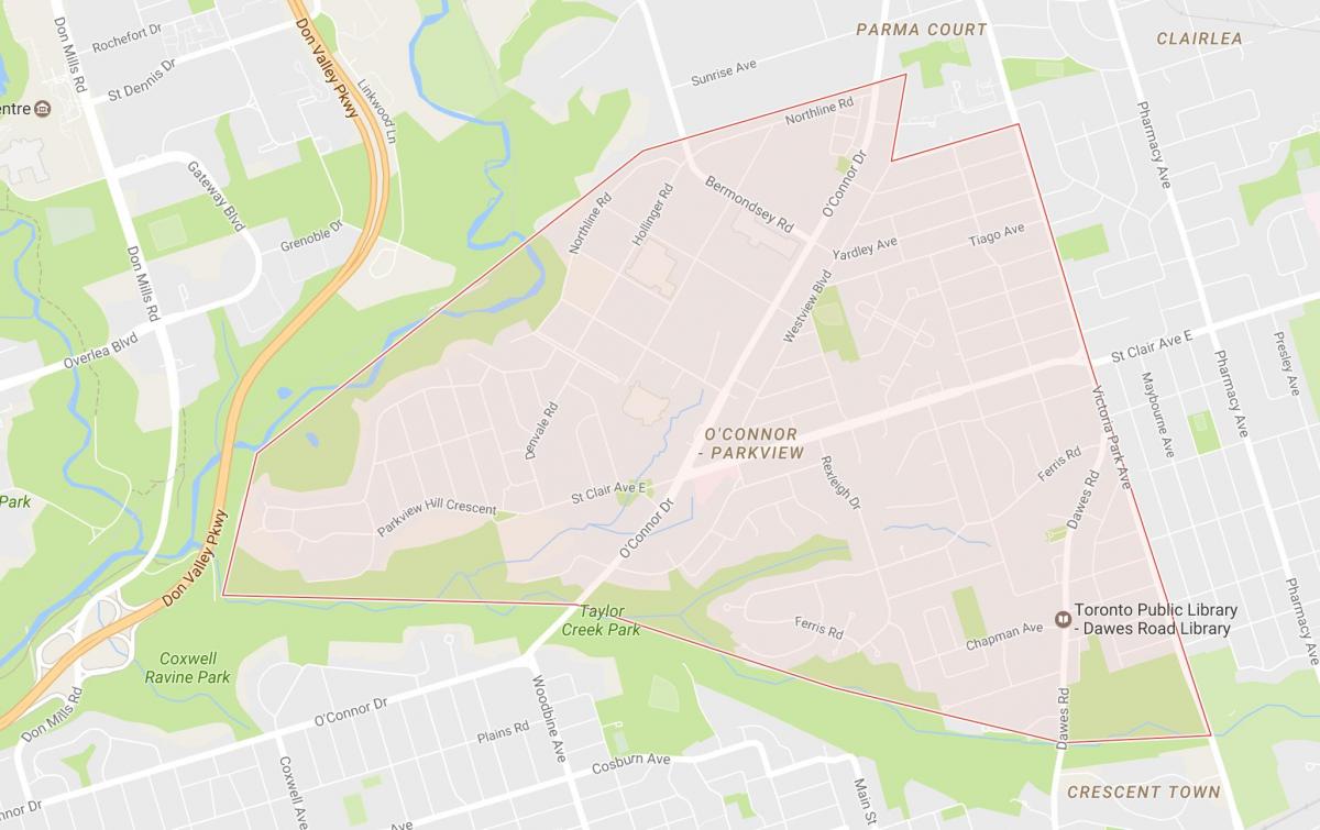 Kartta O ' connor–Parkview naapuruus-Toronto