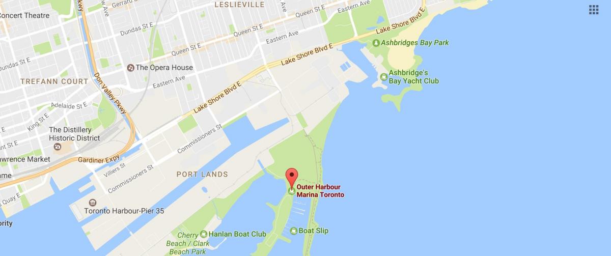 Kartta Outer harbour marina Toronto