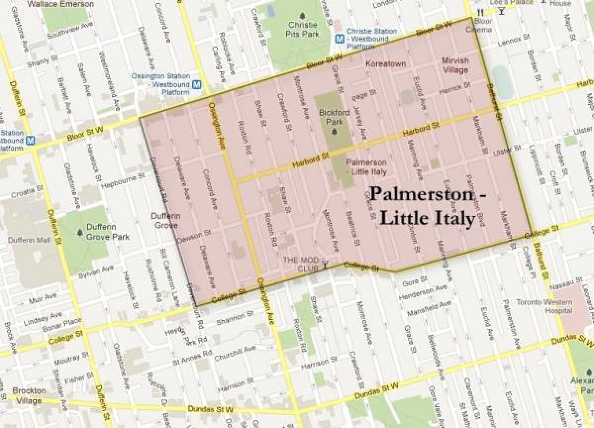 Kartta Palmerston little Italy-Toronto