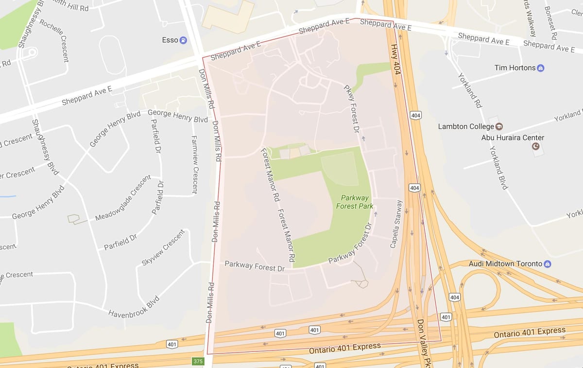 Kartta Parkway Metsän naapuruus-Toronto