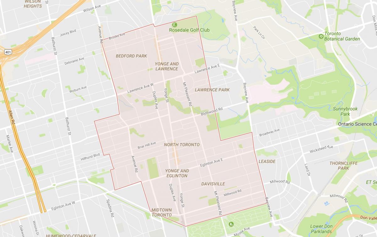 Kartta Pohjois-naapuruus-Toronto