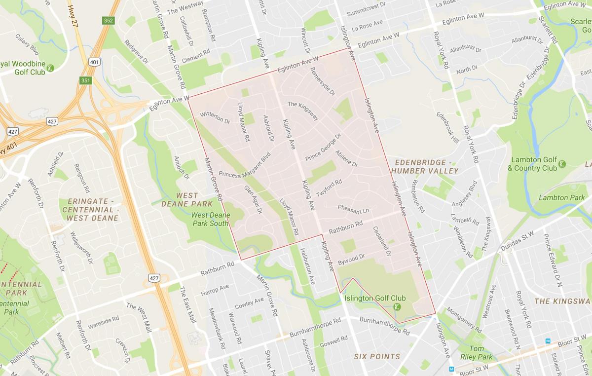 Kartta prinsessa Puutarhat naapuruus-Toronto