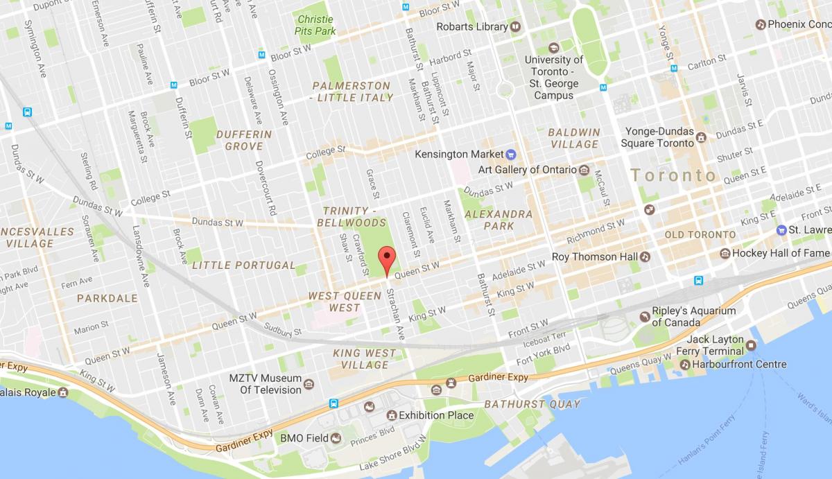 Kartta Queen Street West naapuruus-Toronto