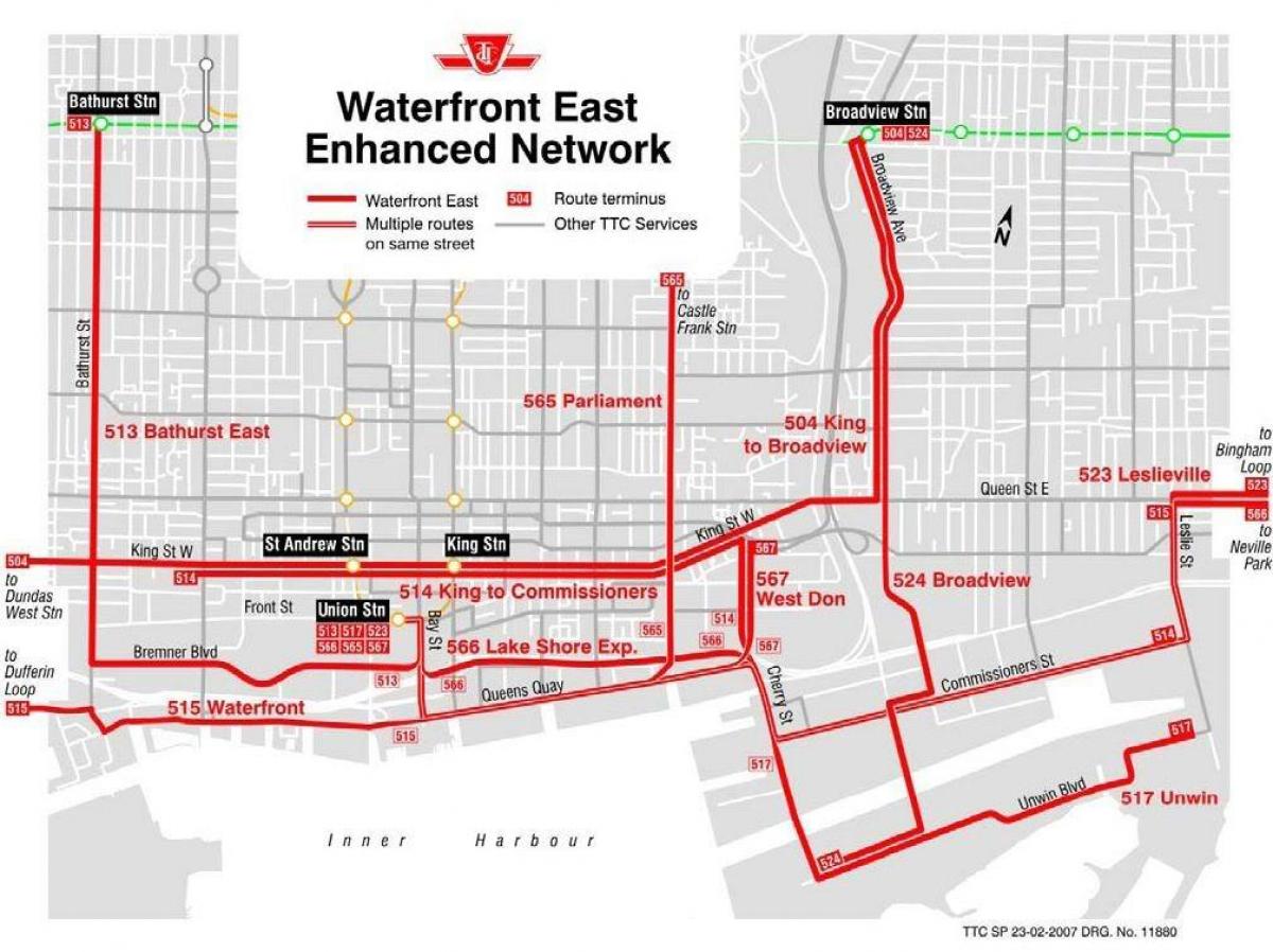 Kartta Ranta Itä-parannettu verkon Toronto