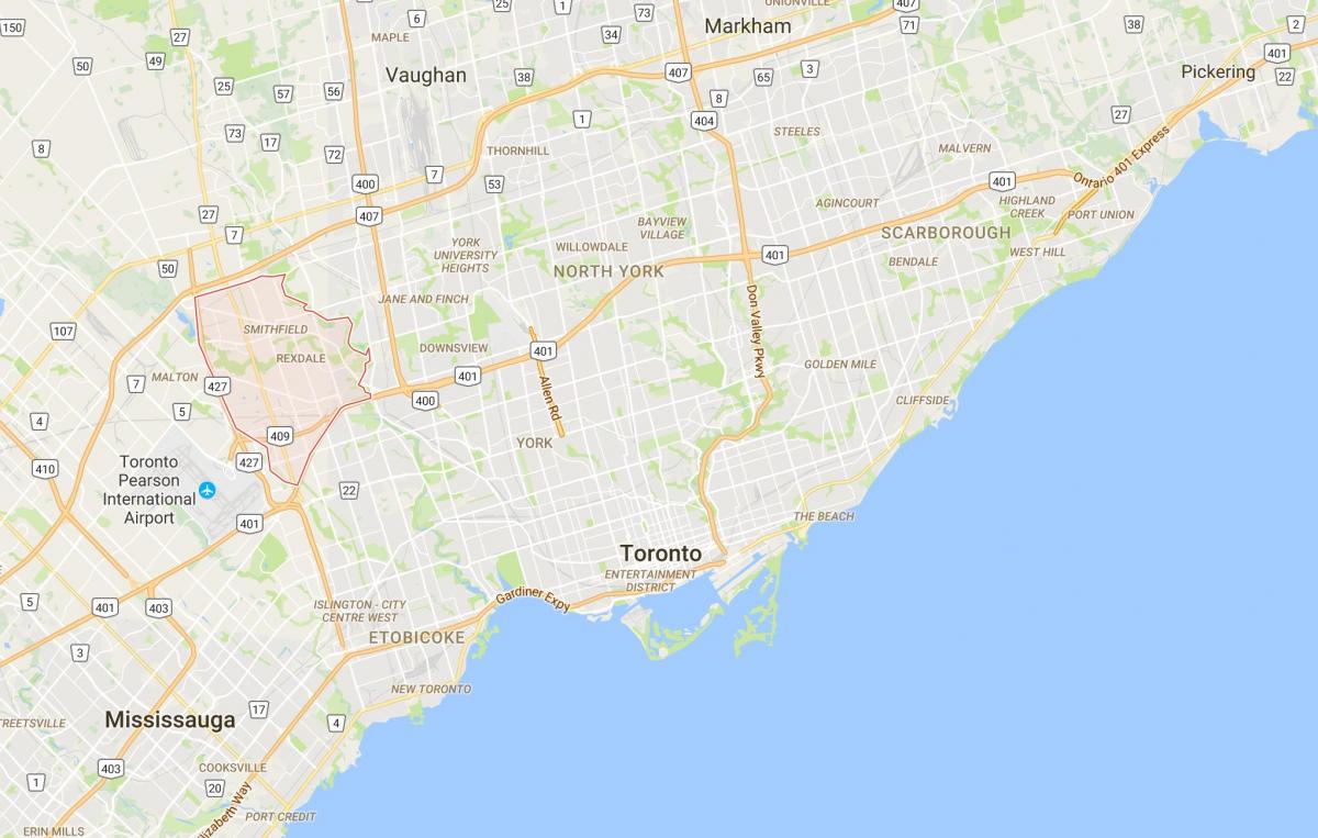 Kartta Rexdale Toronto district
