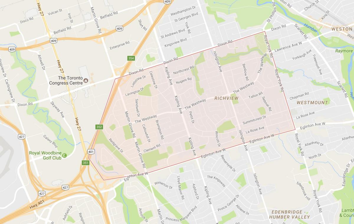 Kartta Richview naapuruus-Toronto