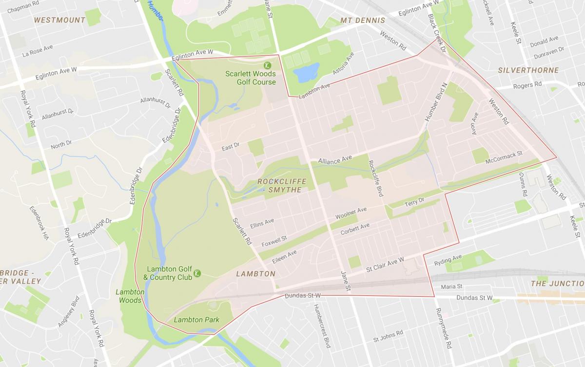 Kartta Rockcliffe–Smythe naapuruus-Toronto