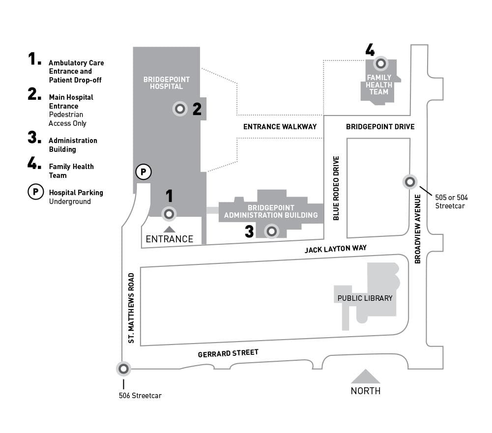 Kartta Sinai Hospital Health System-Bridgepoint Toronto