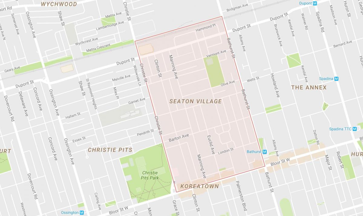 Kartta Seaton Kylä naapurustossa Toronto