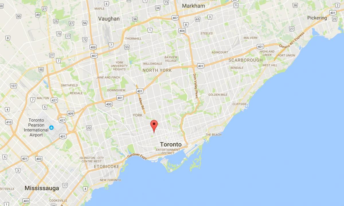 Kartta Seaton Kylän alueella Toronto