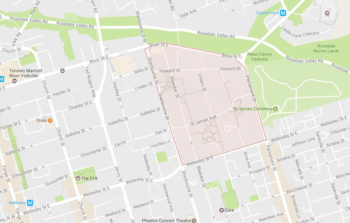 Kartta St. James Town naapuruus-Toronto
