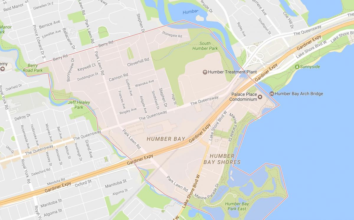 Kartta Stonegate-Queensway naapuruston naapuruston Torontossa