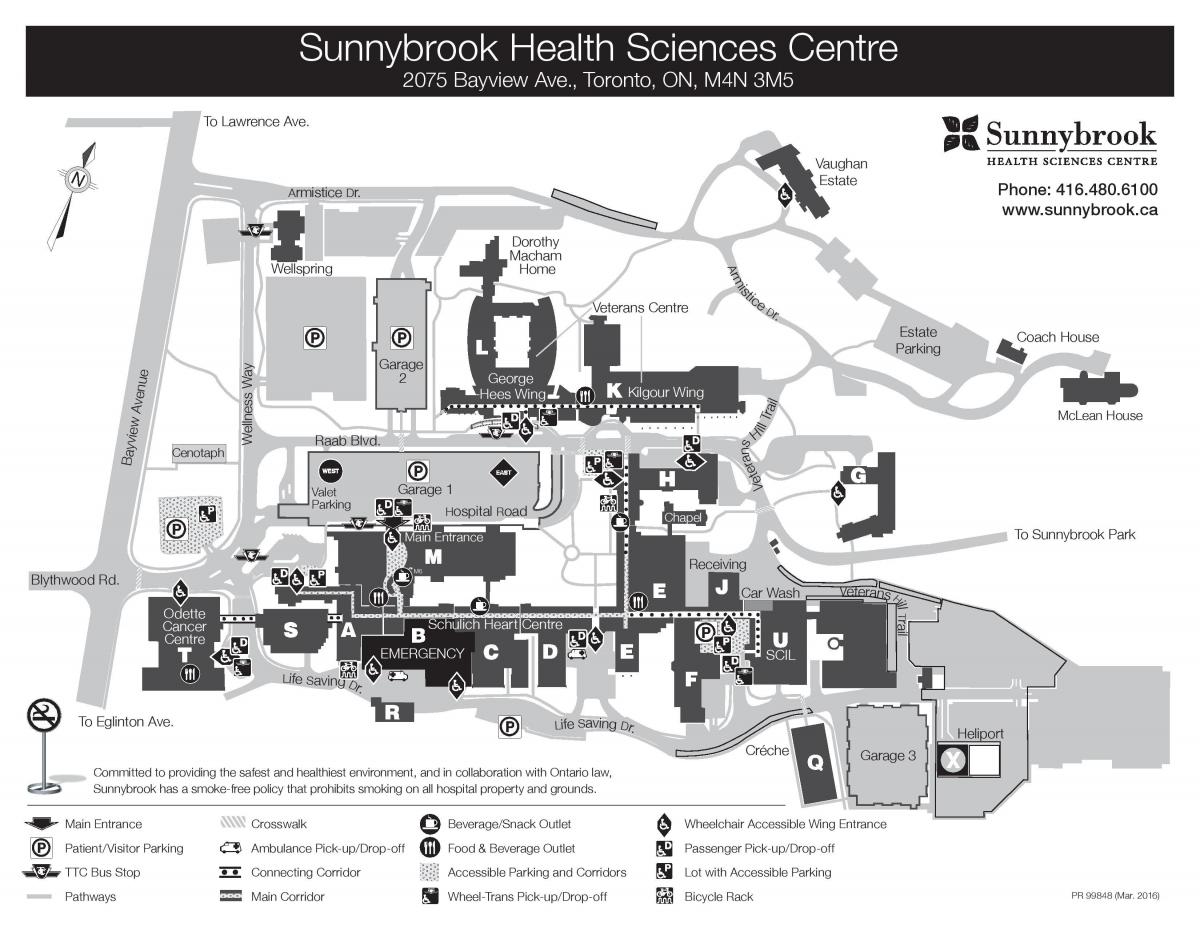 Kartta Sunnybrook Health sciences centre - SHSC