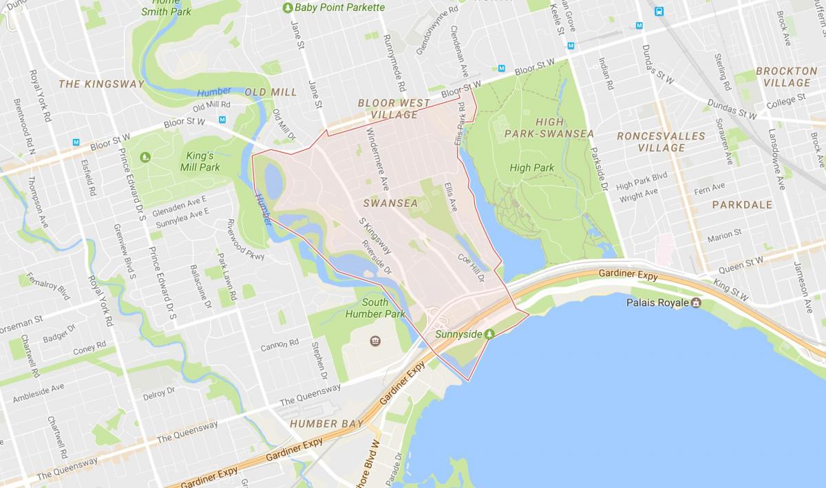Kartta Swansea naapuruus-Toronto