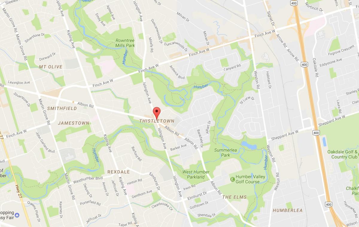 Kartta Thistletownneighbourhood naapuruus-Toronto