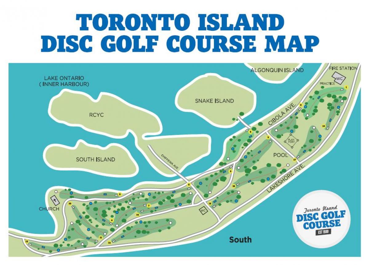 Kartta Toronto Islands golf kursseja Toronto