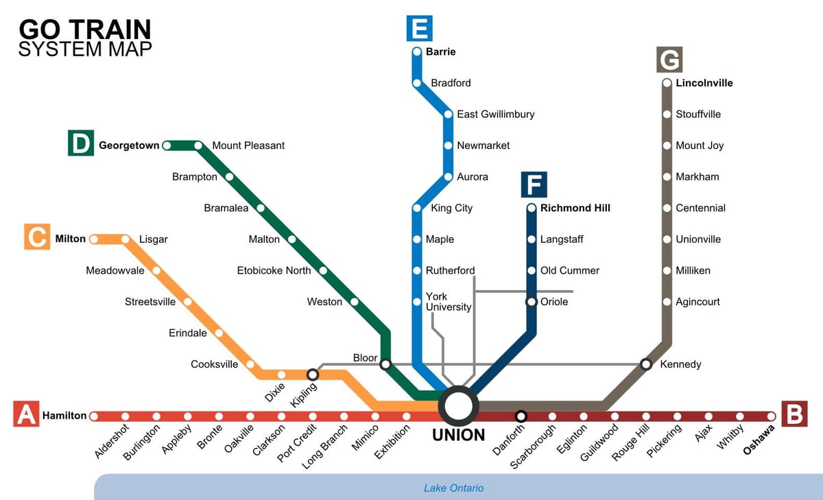 Kartta Toronto junat Menevät Transit