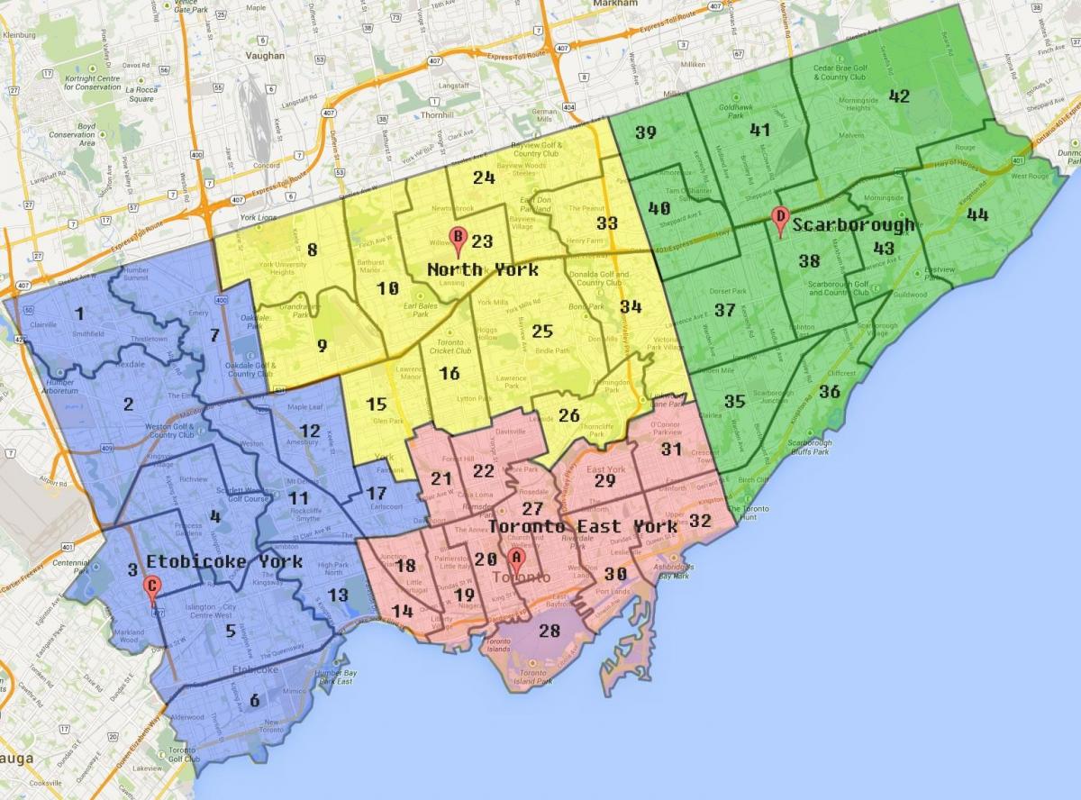 Kartta Toronto Kaupungin Rajan