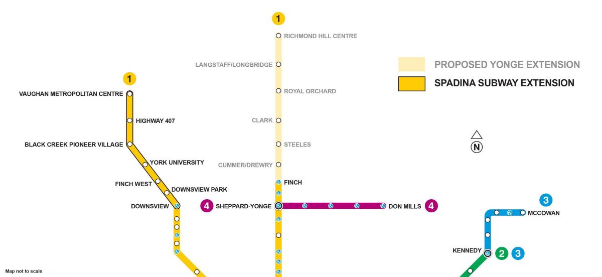 Kartta Toronto metro laajennus