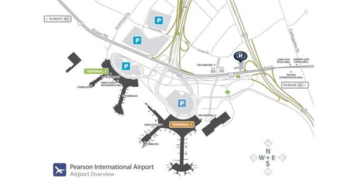 Kartta Toronto pearson airport yleiskatsaus