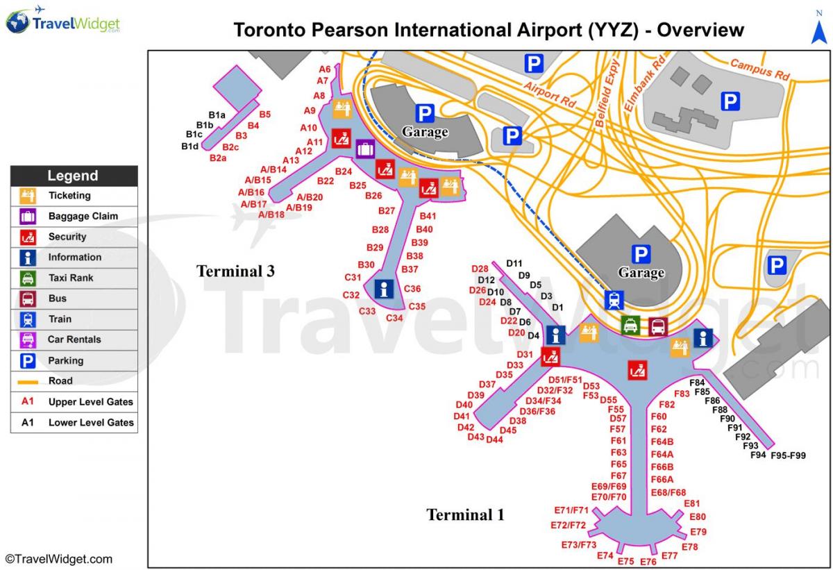Kartta Toronto Pearson international airport