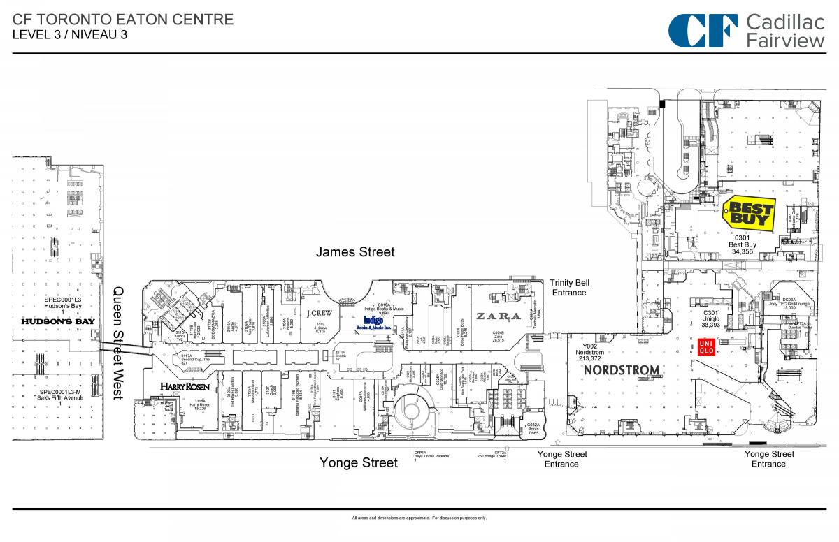 Kartta Toronto Syönyt Centre, level 3