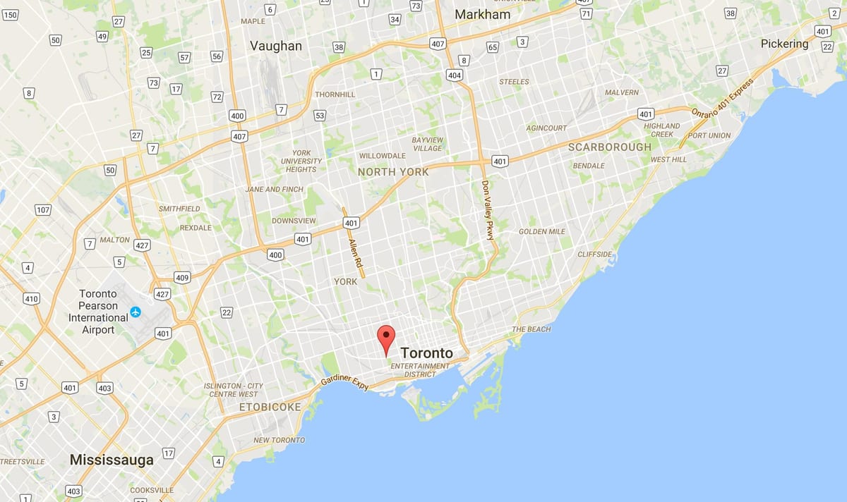 Kartta Trinity–Bellwoods Toronto district