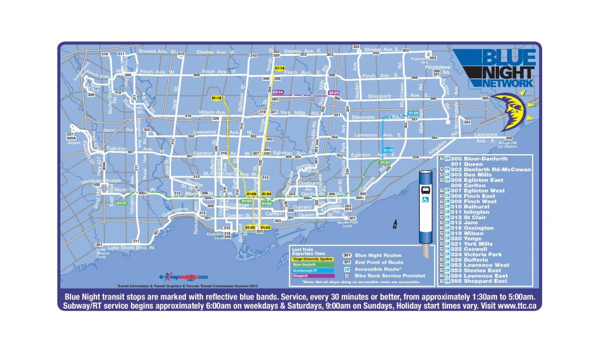 Kartta TTC-sininen yö-verkon
