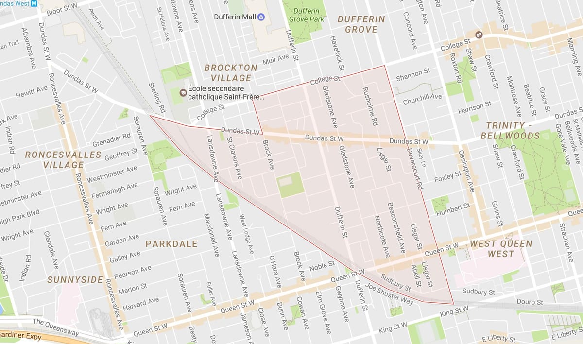 Kartta Pikku Portugali naapuruus-Toronto