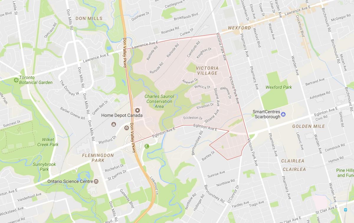 Kartta Victoria Village naapuruus-Toronto
