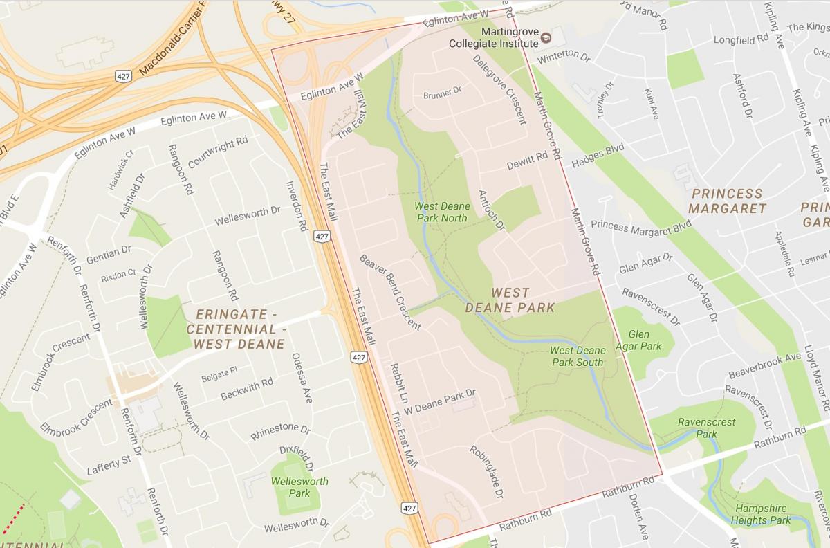 Kartta West Lincoln Park naapurustossa Toronto