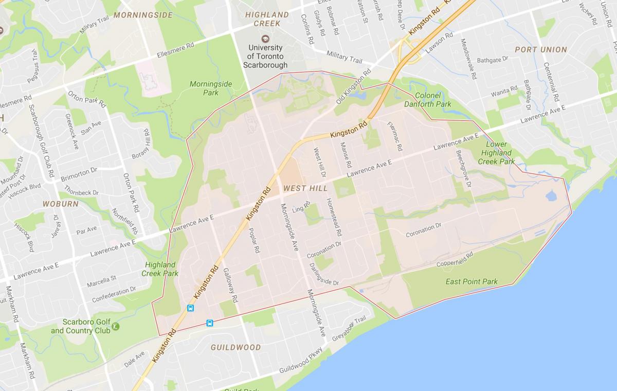 Kartta West Hill naapuruus-Toronto