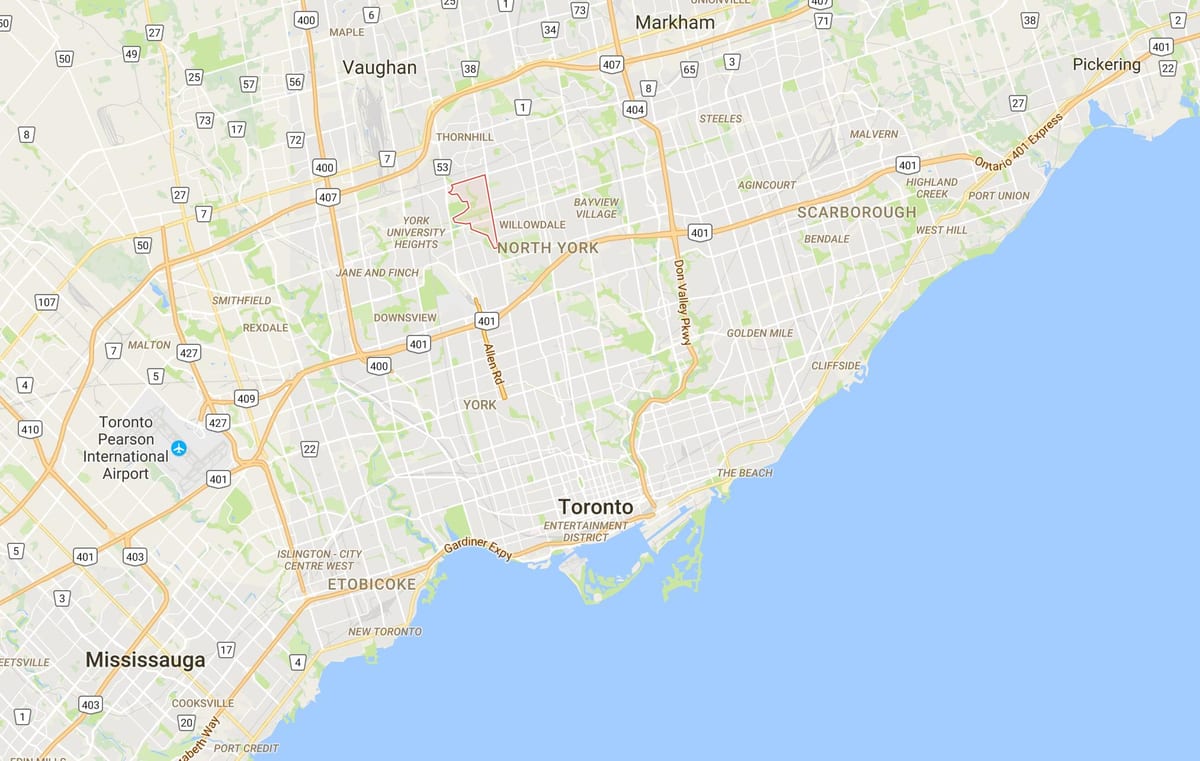 Kartta Westminster–Branson alueella Toronto
