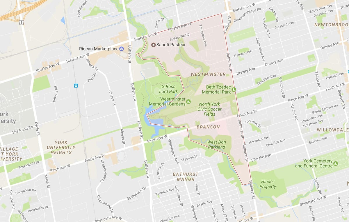 Kartta Westminster–Branson naapuruus-Toronto