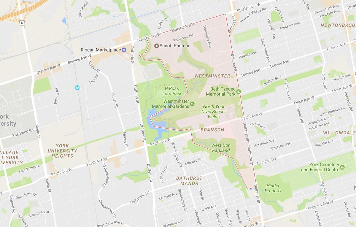 Kartta Westminster–Branson naapuruus-Toronto