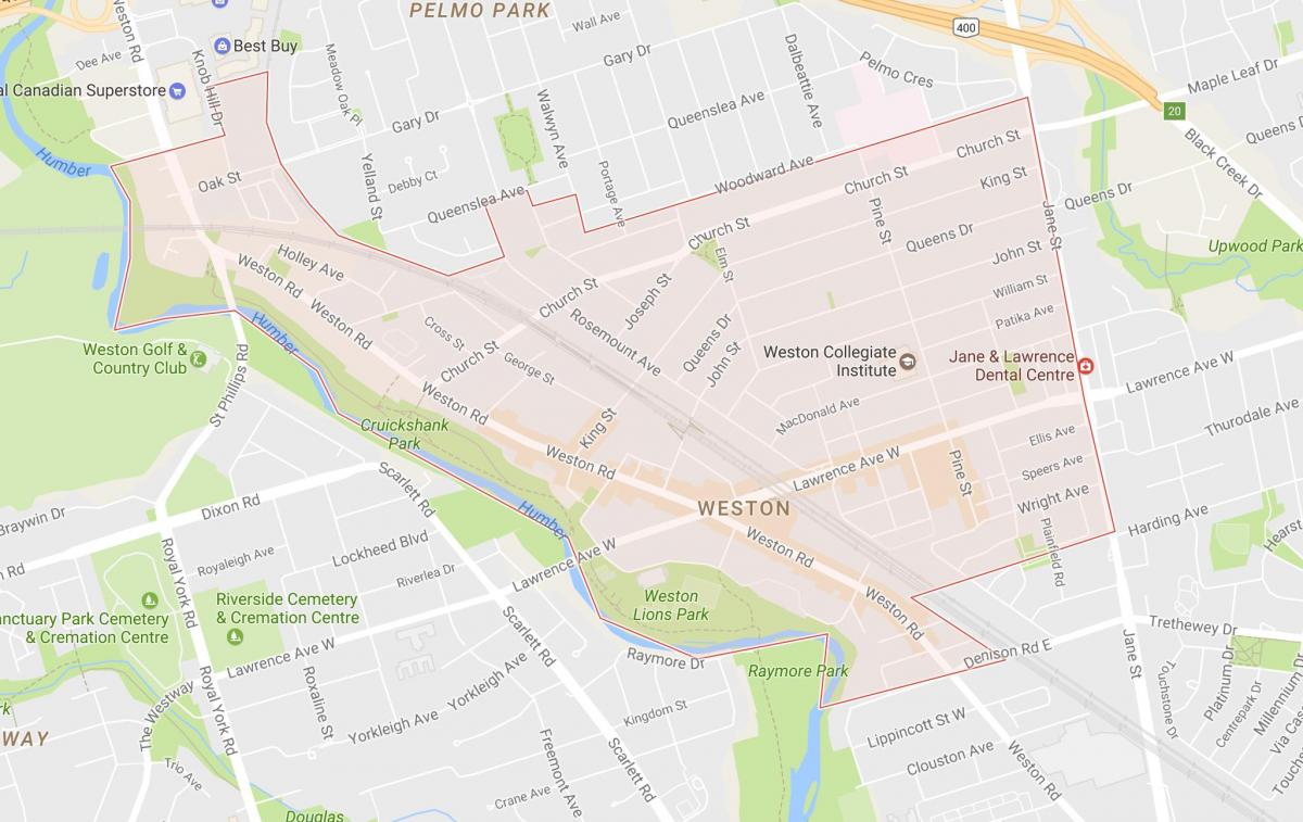 Kartta Weston naapuruus-Toronto