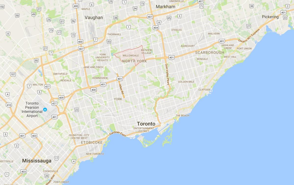 Kartta Willowdale Toronto district