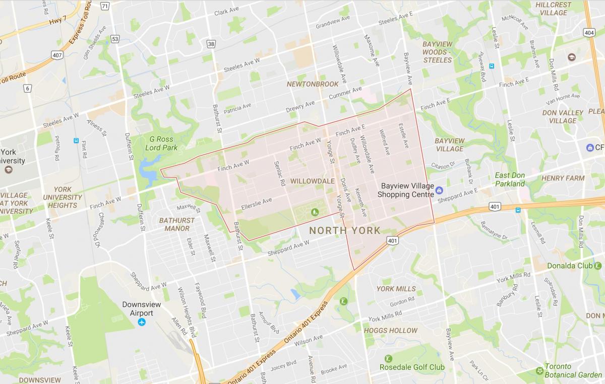 Kartta Willowdale naapuruus-Toronto