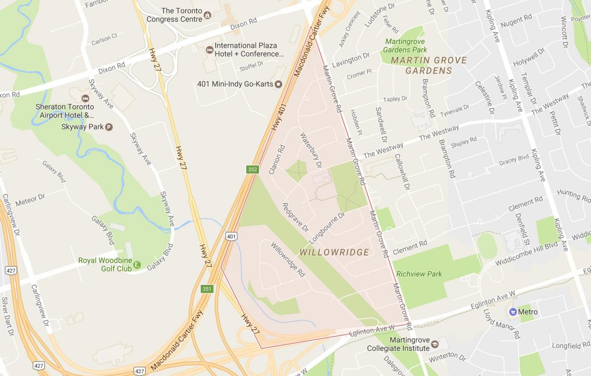 Kartta Willowridge naapuruus-Toronto
