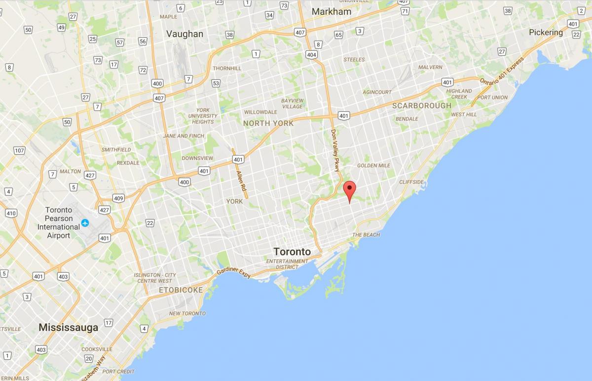 Kartta Woodbine Heightsdistrict Toronto