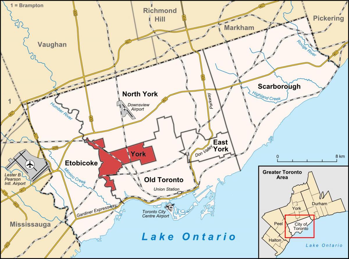 Kartta York-Toronto