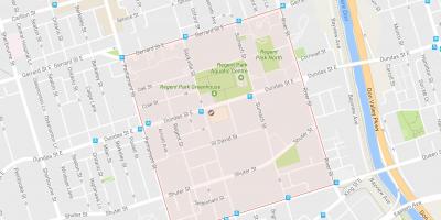 Kartta Regent Park naapurustossa Toronto
