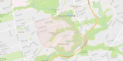 Kartta Thorncliffe Park naapurustossa Toronto