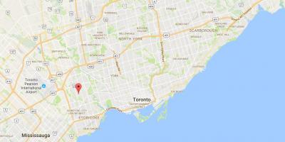 Kartta Thorncrest Kylän alueella Toronto