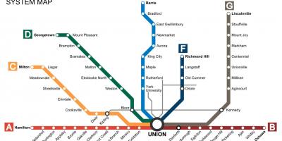 Kartta Toronto junat Menevät Transit