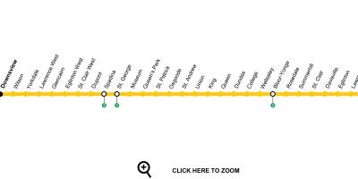 Kartta Toronto metro line 1 Yonge-Yliopisto