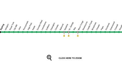 Kartta Toronto metro linja 2 Bloor-Danforth