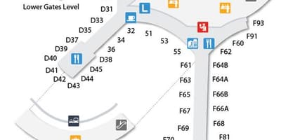Kartta Toronto Pearson lentokentällä saapumisen ja lähdön taso