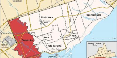 Kartta Etobicoke Toronto district